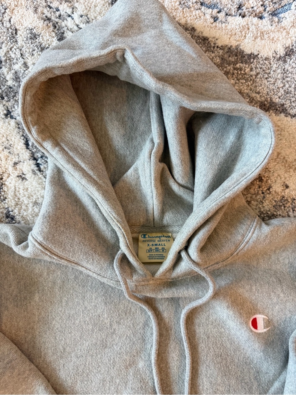 Champion Gray Crewneck Cropped Hoodie with Logo - Picture 2 of 2